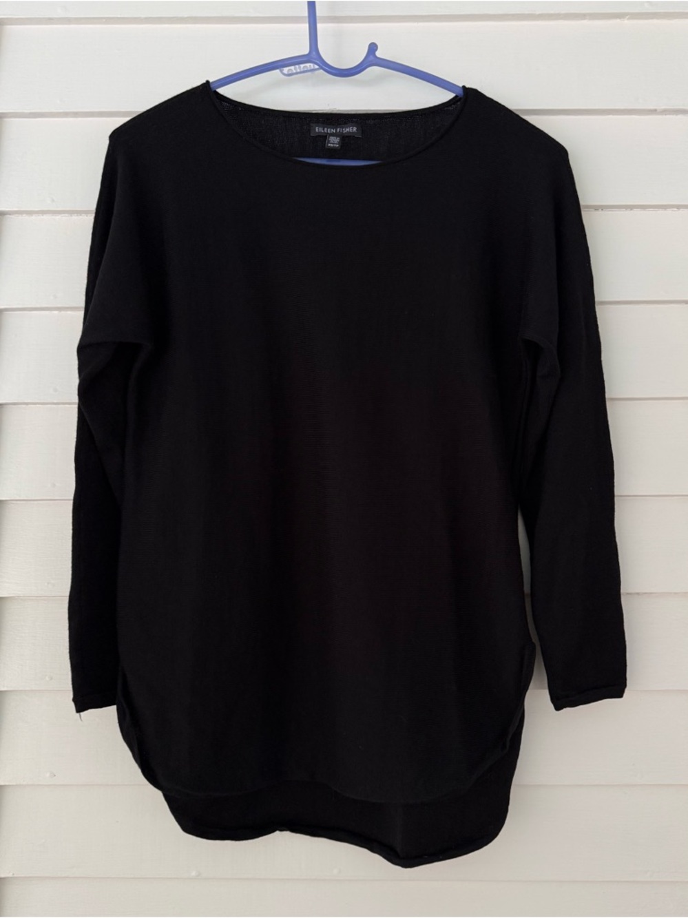 Eileen Fisher | Black Merino Wool Lightweight Sweater Top XS